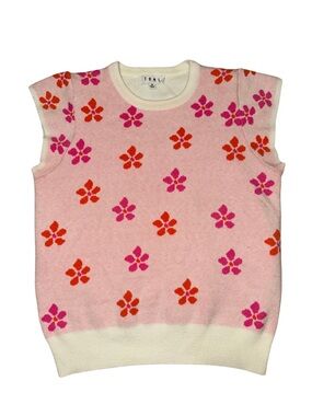 THML Pink and Cream Knit Sleeveless Top